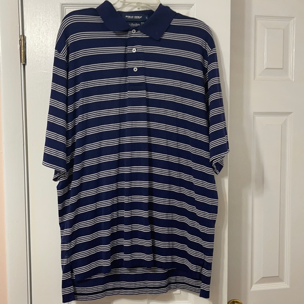 Ralph Lauren Polo Golf Pima shirt large navy white
